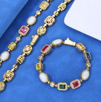Gold-Plated Hip-Hop Gemstone Necklace - HomeVista Furniture's Llc