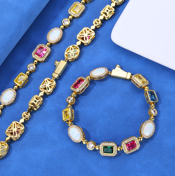 Gold-Plated Hip-Hop Gemstone Necklace - HomeVista Furniture's Llc