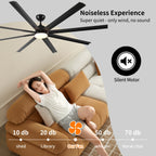 84-Inch Large Black Ceiling Fan with Remote Control – American Style, Aluminum Blades - HomeVista Furniture's Llc