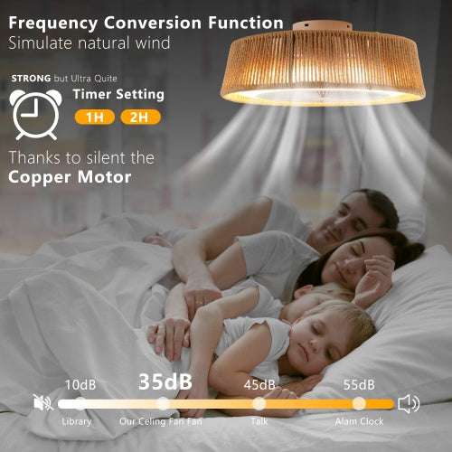 Bohemian Style LED Dimmable Ceiling Light With Built-in Fan - Remote Control - HomeVista Furniture's Llc