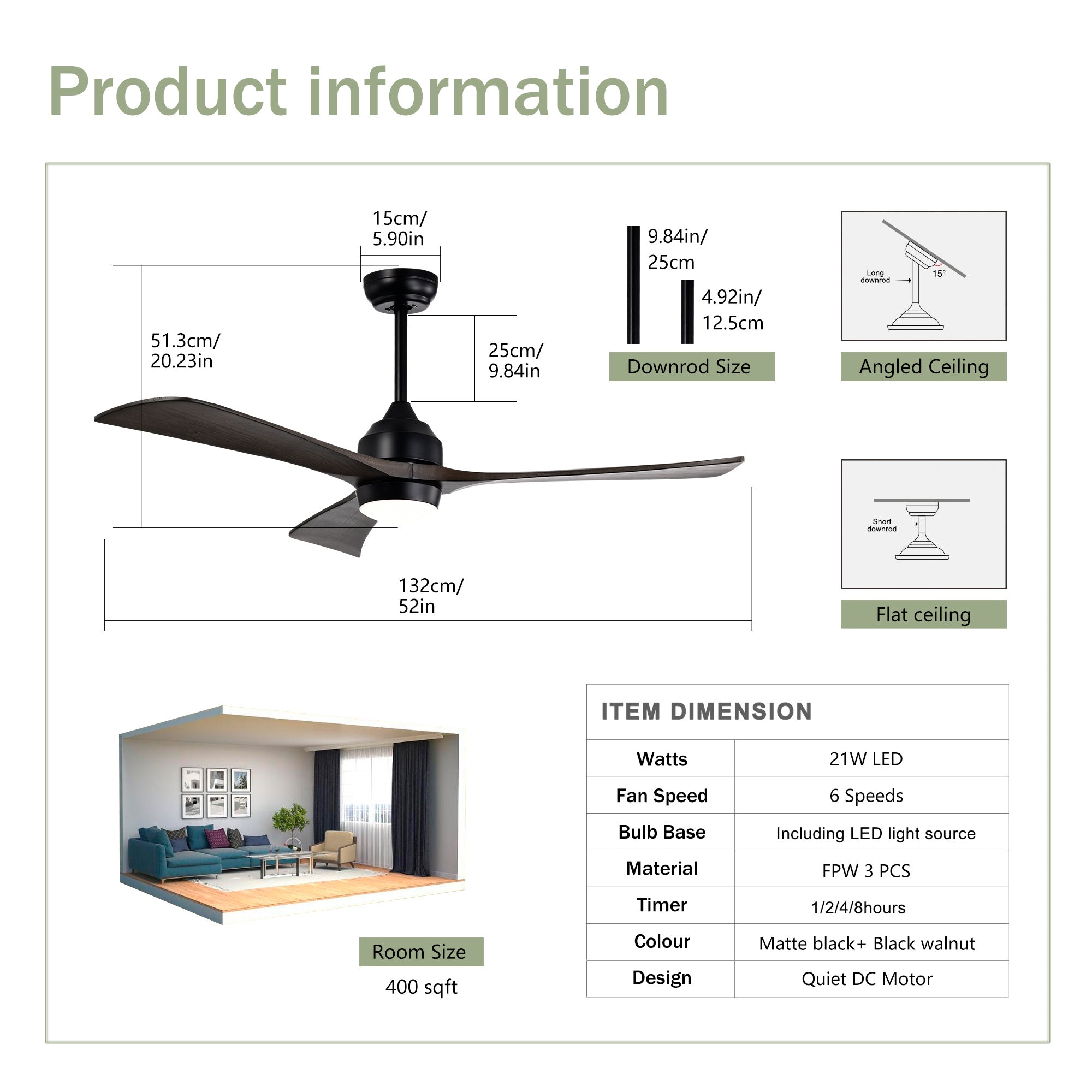 Metal Ceiling Fan - HomeVista Furniture's Llc