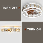 Cage Ceiling Fan With Light Remote Control, Semi-recessed Modern Ceiling Fan, 6 Speed Reversible Blades, 4 LED Bulbs Included - HomeVista Furniture's Llc