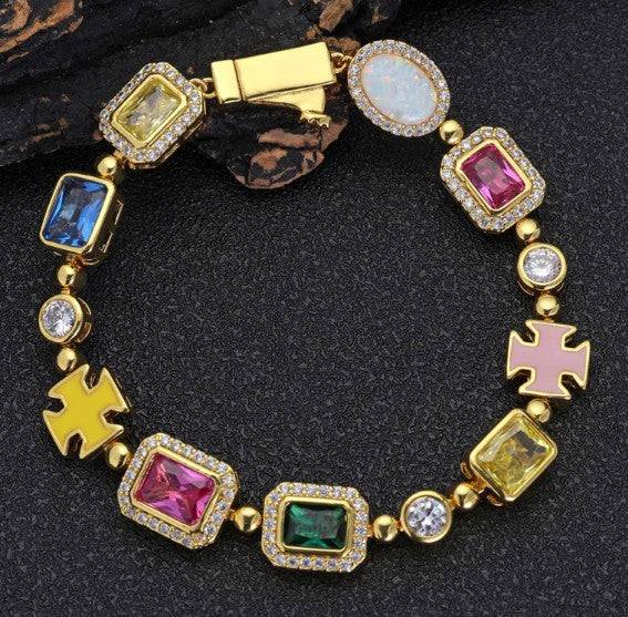 Gold-Plated Hip-Hop Gemstone Necklace - HomeVista Furniture's Llc